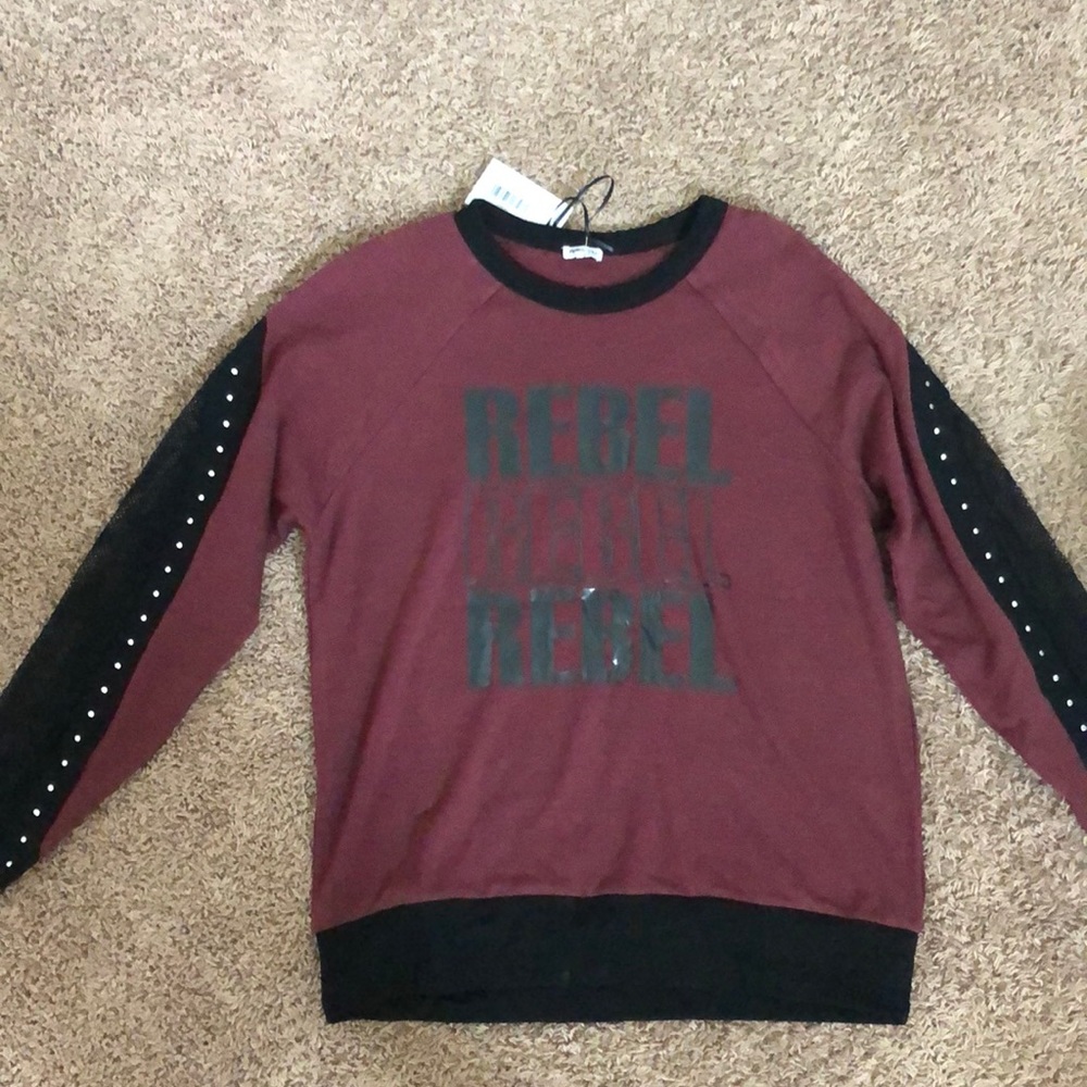 Rebel Sweatshirt with mesh sleeves and studs